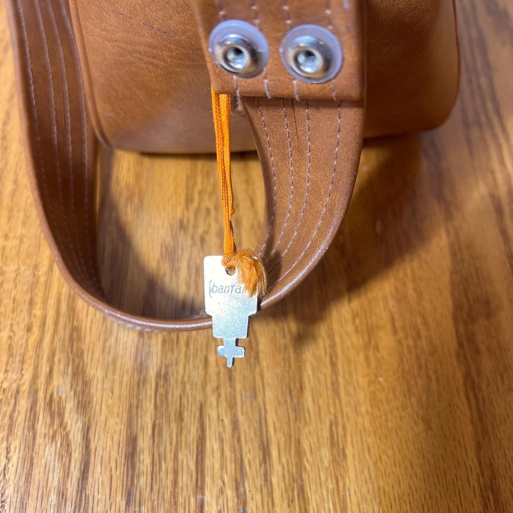 Vintage Brown Vinyl Leather Crossbody Bag Retro Messenger Bag WITH KEYS - Picture 3 of 15